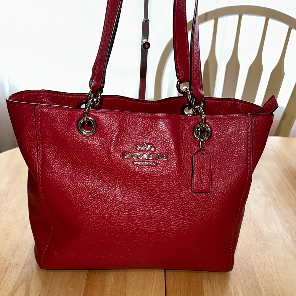 Coach 2019 Cherry Red Leather Tote